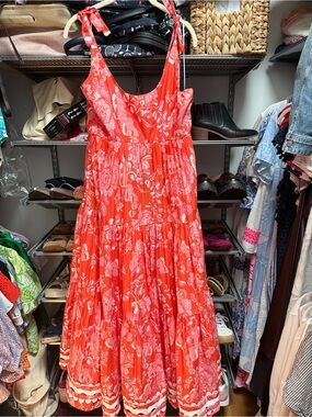 CK Bradley Coral and Pink Floral Maisie Maxi Dress